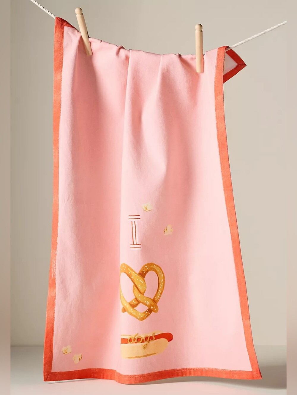 Anthropologie I Love Dogs Pretzel Dish Towel, NWT